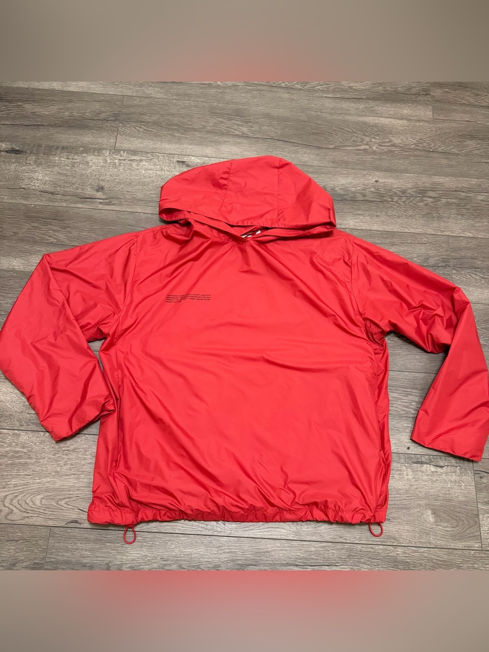 Pangaia Pullover Nylon Hoodie Windbreaker Red Zip Pockets Unisex Sz L